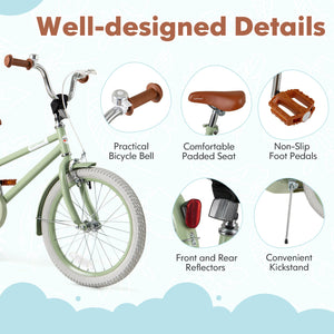 Kids Bike with Adjustable Handlebar and Saddle Green-18 Inches view 9