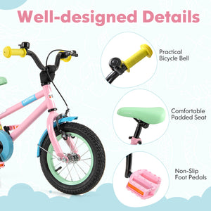 Kids Bike with Adjustable Handlebar and Saddle Pink-12 Inches view 9