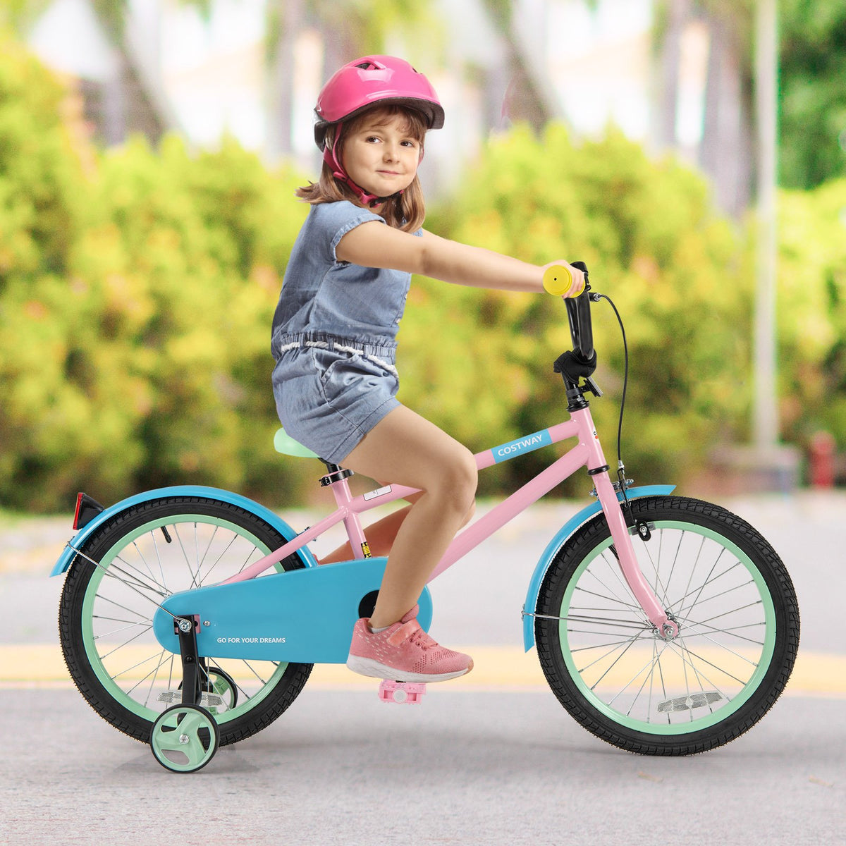 Kids Bike with Adjustable Handlebar and Saddle Pink-18 Inches view 2