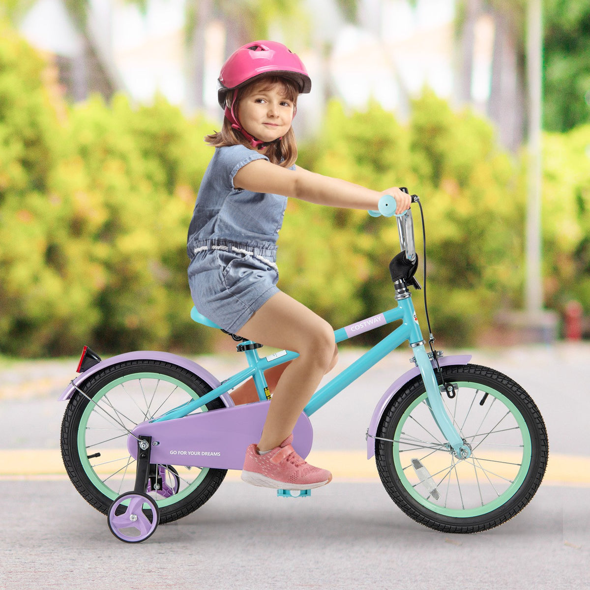 Kids Bike with Adjustable Handlebar and Saddle Purple-16 Inches view 2