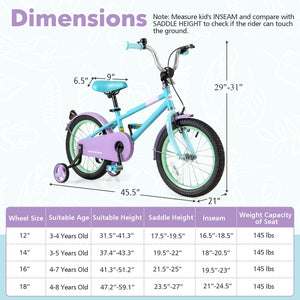 Kids Bike with Adjustable Handlebar and Saddle Purple-16 Inches view 4