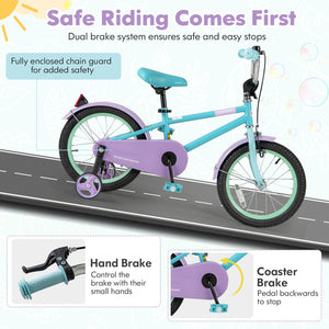 Kids Bike with Adjustable Handlebar and Saddle Purple-16 Inches view 6