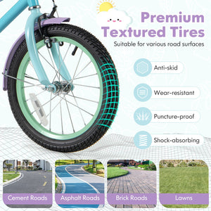 Kids Bike with Adjustable Handlebar and Saddle Purple-16 Inches view 7