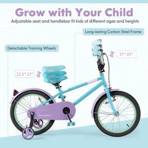 Kids Bike with Adjustable Handlebar and Saddle Purple-18 Inches view 8