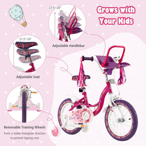 16 Inch Kids Bike with Doll Seat and Removable Training Wheels-16 inches view 5