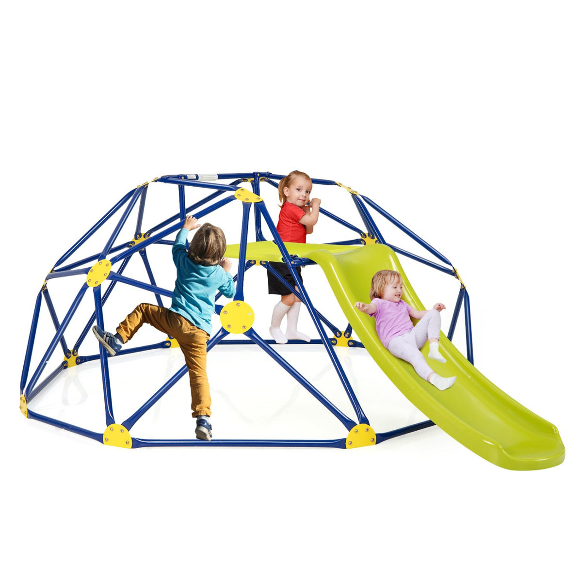 Kids Climbing Dome with Slide and Fabric Cushion for Garden Yard-Blue view 2