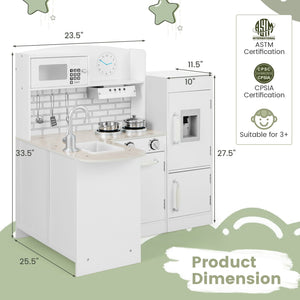 Kids Kitchen Playset Conor Kitchen Toy with Realistic Microwave and Oven Stove-Black & White view 3