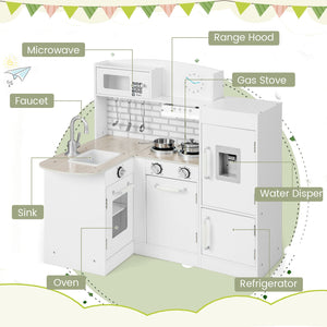 Kids Kitchen Playset Conor Kitchen Toy with Realistic Microwave and Oven Stove-Black & White view 8