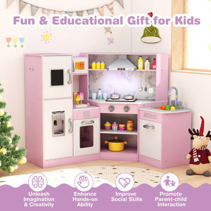 Kids Corner Pretend Kitchen Playset with Separated Washing Basin-Pink view 6