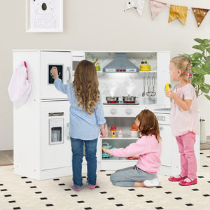 Kids Corner Pretend Kitchen Playset with Separated Washing Basin-White view 2