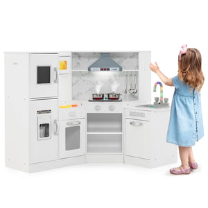 Kids Corner Pretend Kitchen Playset with Separated Washing Basin-White view 3