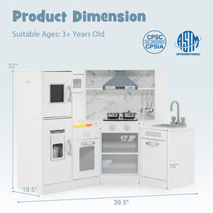 Kids Corner Pretend Kitchen Playset with Separated Washing Basin-White view 4