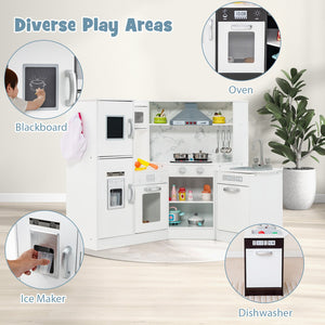 Kids Corner Pretend Kitchen Playset with Separated Washing Basin-White view 5