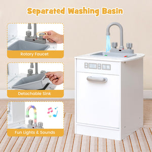 Kids Corner Pretend Kitchen Playset with Separated Washing Basin-White view 8