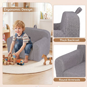 Kids Couch Portable Toddler Sofa with Anti-slip Base-Gray view 6