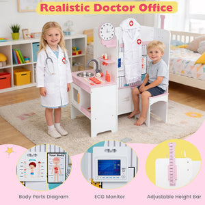 Kids Doctor Play Set with Adjustable Height Bar-Pink view 7