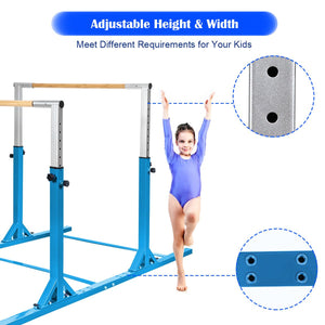 Kids Double Horizontal Bars Gymnastic Training Parallel Bars Adjustable-Blue view 7