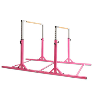 Kids Double Horizontal Bars Gymnastic Training Parallel Bars Adjustable-Pink