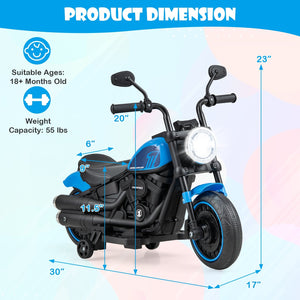 Kids Electric Motorcycle with Training Wheels and LED Headlights-Blue view 4