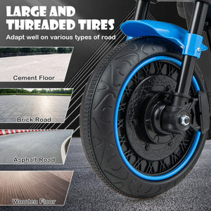Kids Electric Motorcycle with Training Wheels and LED Headlights-Blue view 7