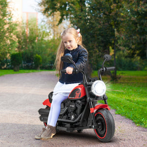 Kids Electric Motorcycle with Training Wheels and LED Headlights-Red view 3