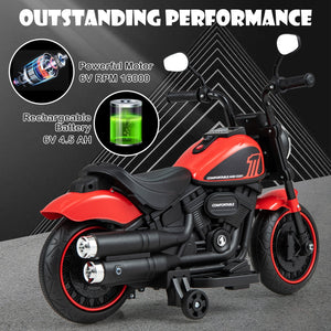 Kids Electric Motorcycle with Training Wheels and LED Headlights-Red view 8