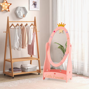 Kids Full Length Mirror with 360 Degree Rotatable Design and Shelf-Pink view 3