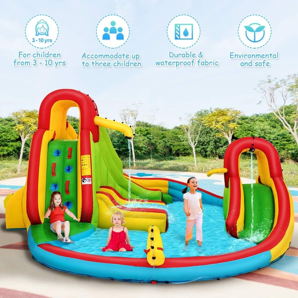 Kids Gift Inflatable Water Slide Bounce Park with 480 W Blower view 2