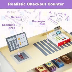 Kids Grocery Store Playset with Cash Register POS Machine-Gray view 6