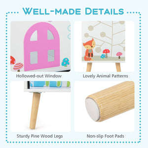 Kids House-shaped Bookshelf with 2 Storage Bins for Kids Room Playroom-White view 6
