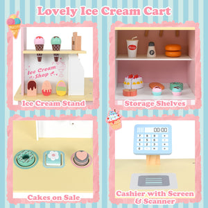 Kids Ice Cream Truck Pretend Play Set for Toddlers with Vending Machine-Pink view 6