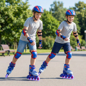 Kids Inline Skates with Light Up Wheels for Beginners Ages 9-14-Blue view 3