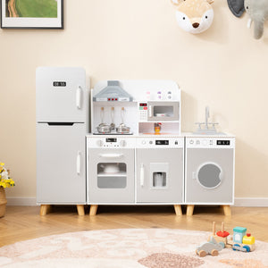 Kids Kitchen Playset 3-in-1 with Refrigerator and Washing Machine-Gray view 6