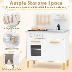 Kids Kitchen Playset with Cooking Accessories and Storage-White view 8