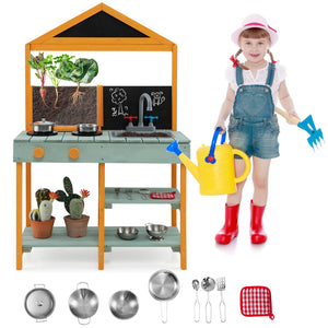 Kids Kitchen Playset with Root Viewer Planter and Rotatable Faucet view 4