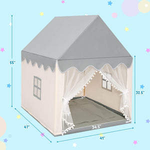 Kids Large Play Castle Fairy Tent with Mat-Beige view 4