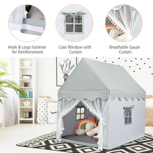 Kids Large Play Castle Fairy Tent with Mat-Gray view 8