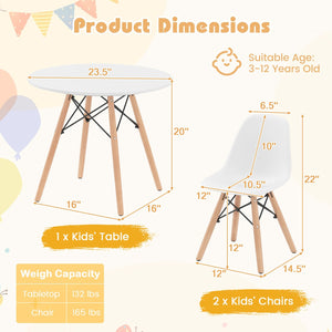 Kid's Modern Dining Table Set with 2 Armless Chairs view 5