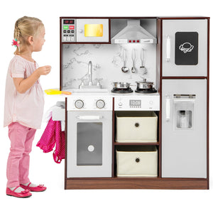 Kids Modern Toy Kitchen Playset with Attractive Lights and Sounds-Coffee view 4