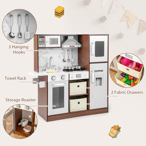 Kids Modern Toy Kitchen Playset with Attractive Lights and Sounds-Coffee view 7