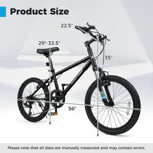 Kids Mountain Bike 20 24 Inch Child Bicycle for Boys Girls Aged 8+ Years Old Black-20 Inch view 4