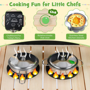 Kids Mud Kitchen Play Pretend Kitchen with Chalkboard for Kids Aged 3+ view 6