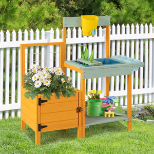 Kids Outdoor Potting Bench with See-Through Window view 2