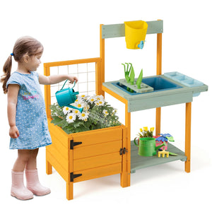 Kids Outdoor Potting Bench with See-Through Window view 4