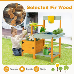 Kids Outdoor Potting Bench with See-Through Window view 7