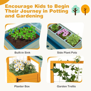 Kids Outdoor Potting Bench with See-Through Window view 8
