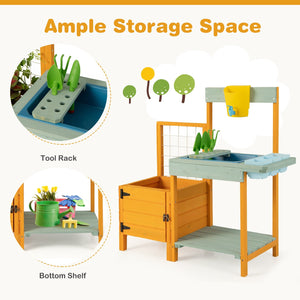 Kids Outdoor Potting Bench with See-Through Window view 9