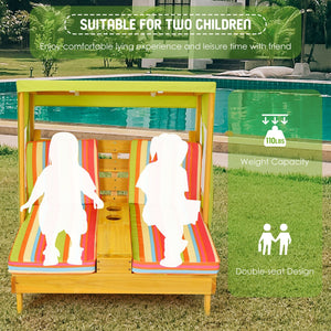 Kids Patio Lounge Chair with Cup Holders and Awning-Multicolor view 3