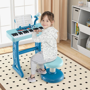 Kids Piano Keyboard 37-Key Kids Toy Keyboard Piano with Microphone for 3+ Kids-Blue view 2