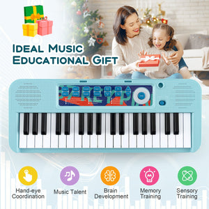 Kids Piano Keyboard 37-Key Kids Toy Keyboard Piano with Microphone for 3+ Kids-Blue view 7